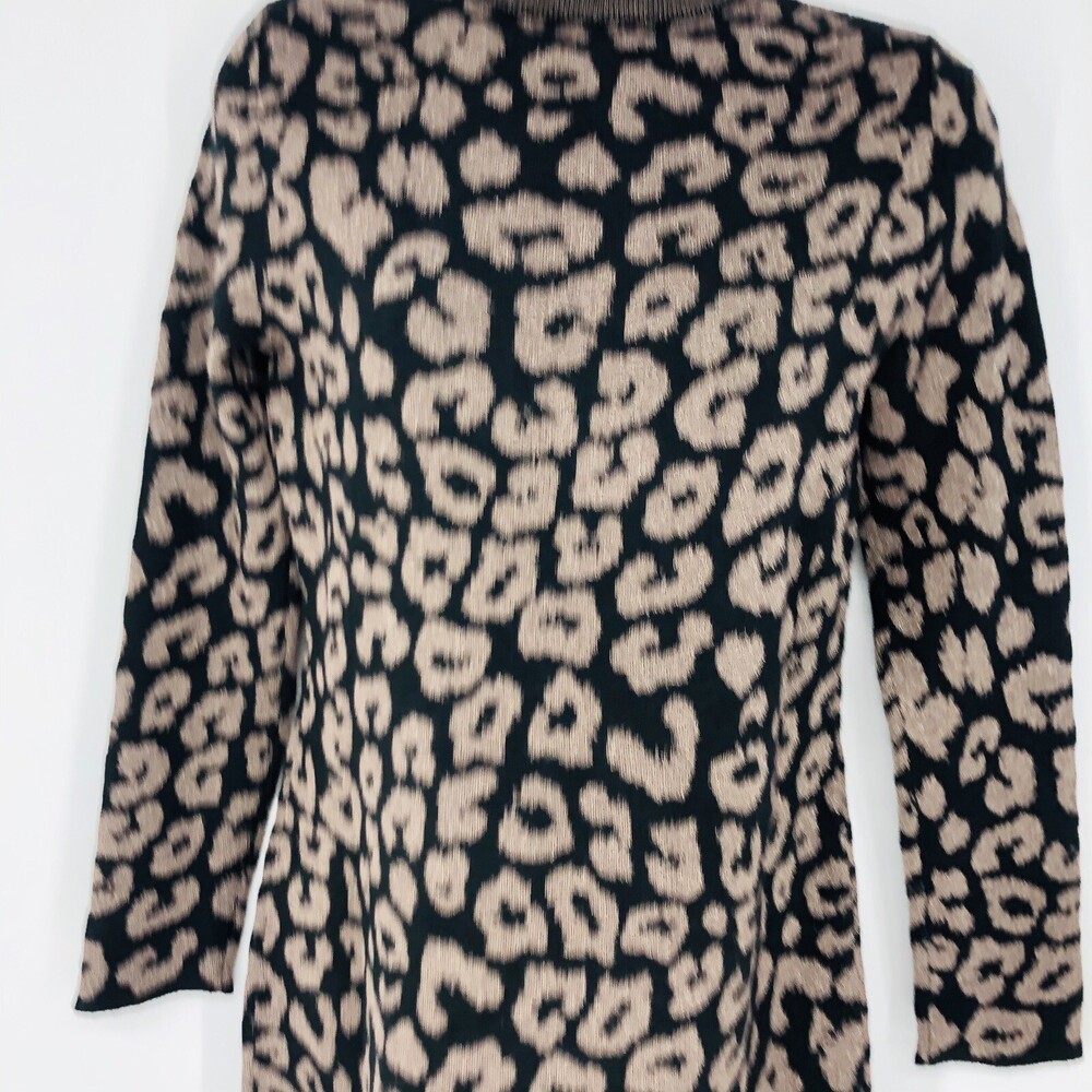Banana Republic Metallic Leopard Print Long Sleeve Sweater Dress Black Size XS - Picture 2 of 8